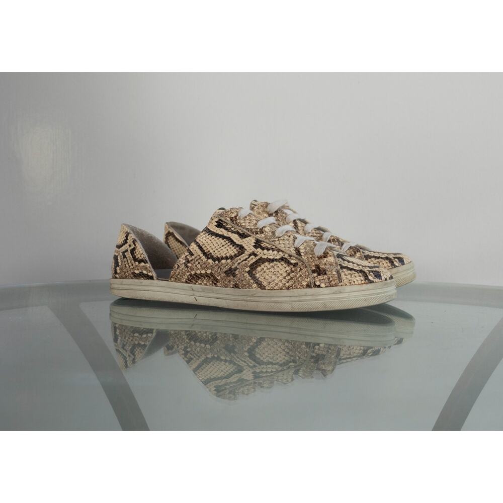 Freda Salvador | Women 7.5‎ | Tan Eda D’Orsay Snake Print Sneaker Made in Spain